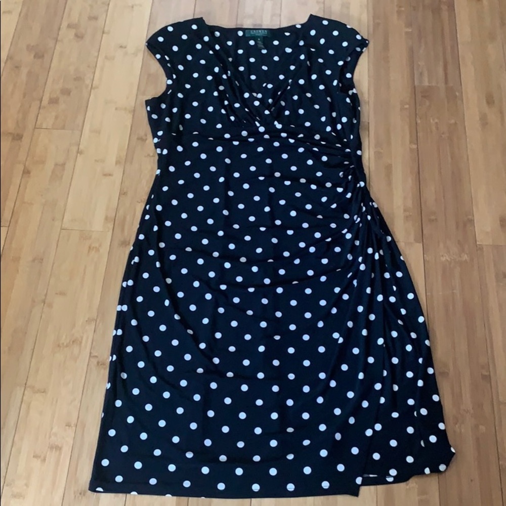 Lauren by Ralph Lauren Black Polka Dot Dress